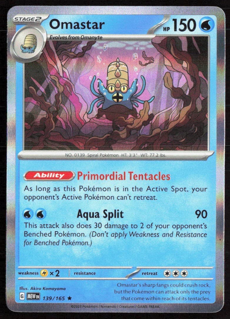 Pokemon Omastar Rare 139/165 SV: Scarlet & Violet 151 Holofoil NM