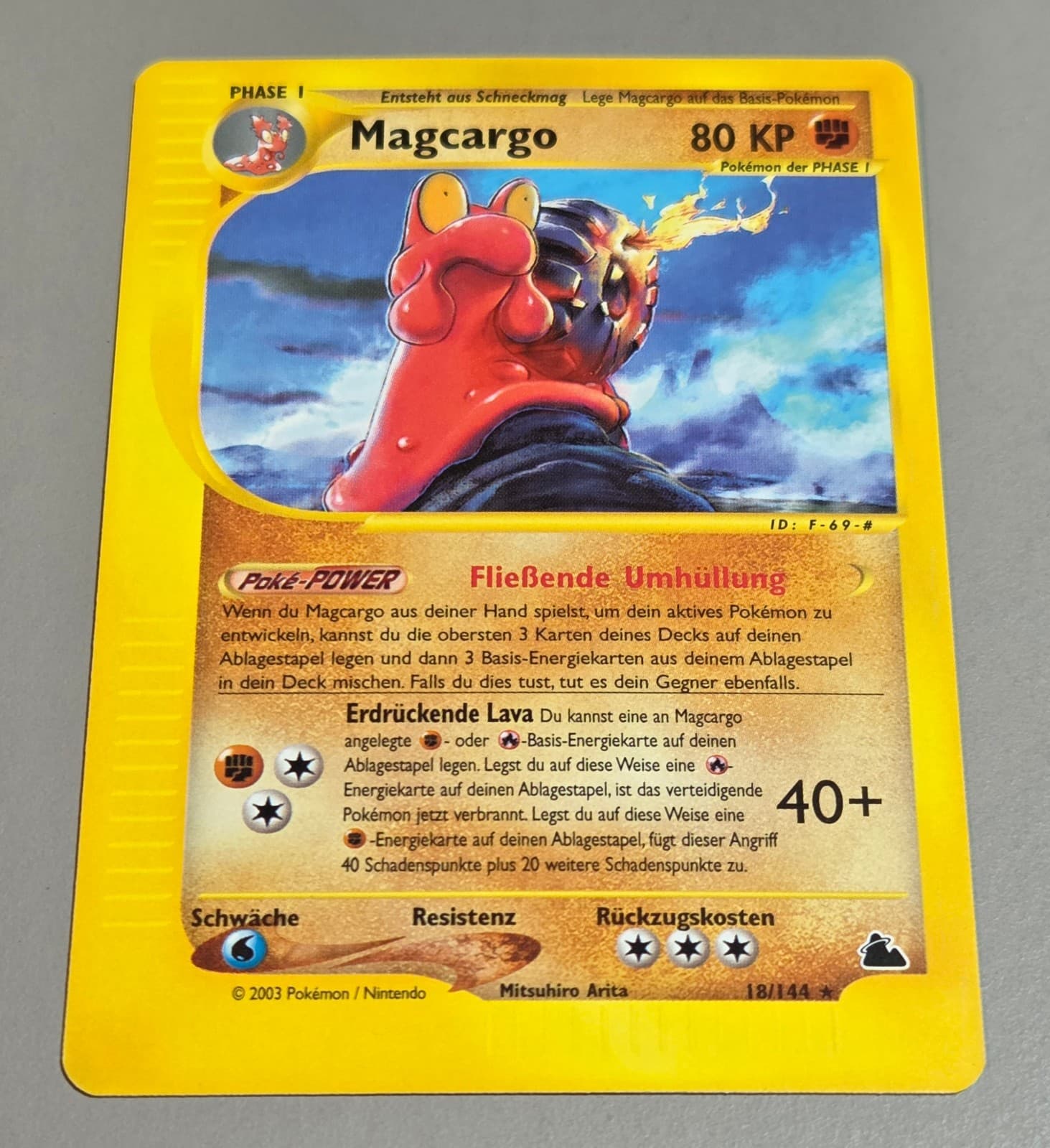 Magcargo # 18/144 Rare (Non Holo) Skyridge 2003 Pokemon Deutsch Mint Vintage