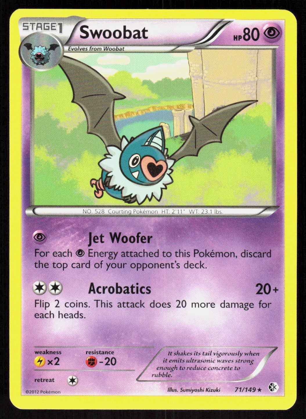 Swoobat 71/149 Rare Boundaries Crossed Pokemon EN Near Mint