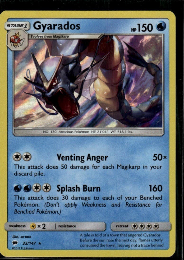 Gyarados Holo Rare SM Burning Shadows 33/147 Water Pokemon Card