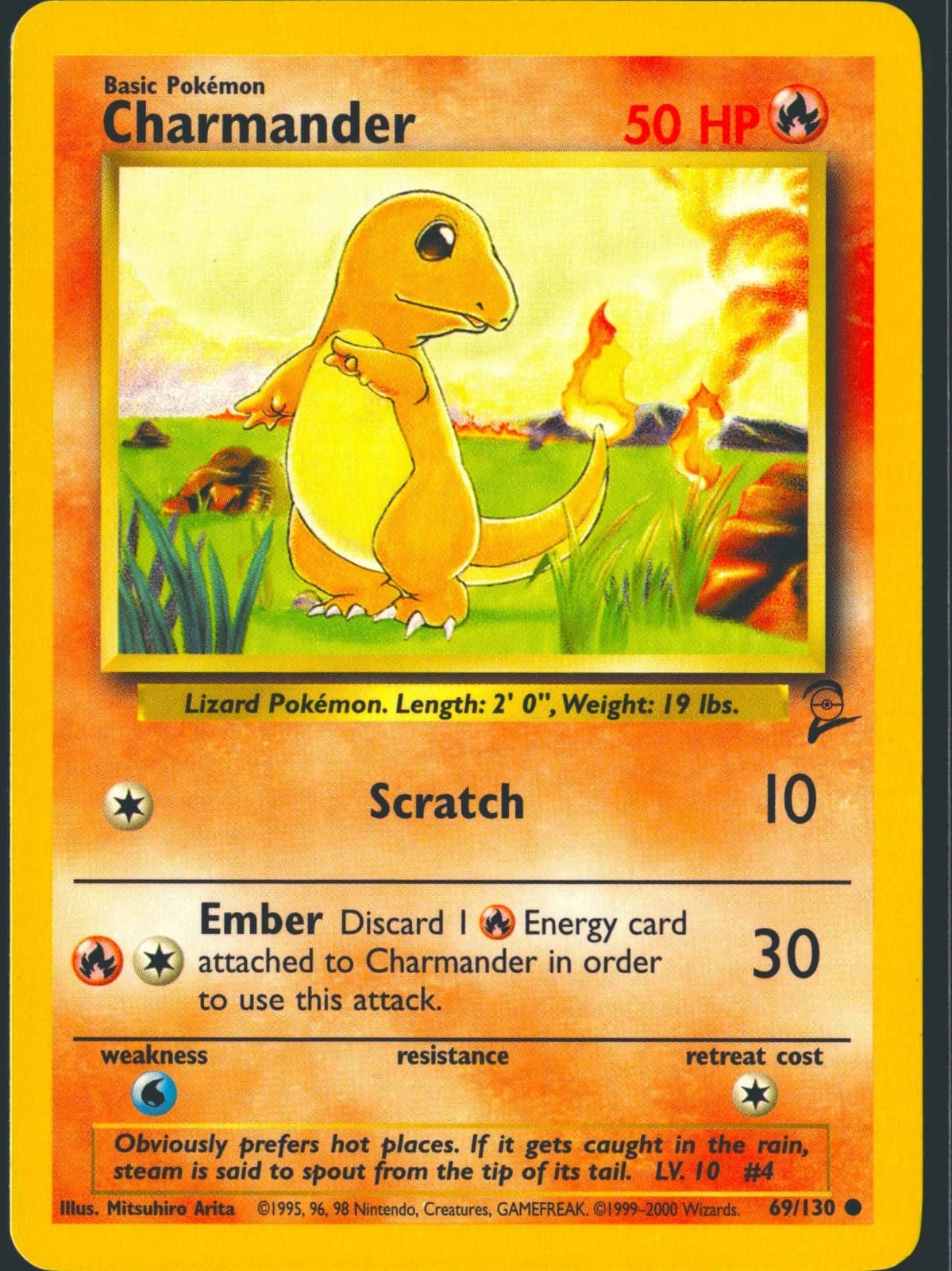 Charmander 69/130 Common Base Set 2 Pokemon Lightly Played