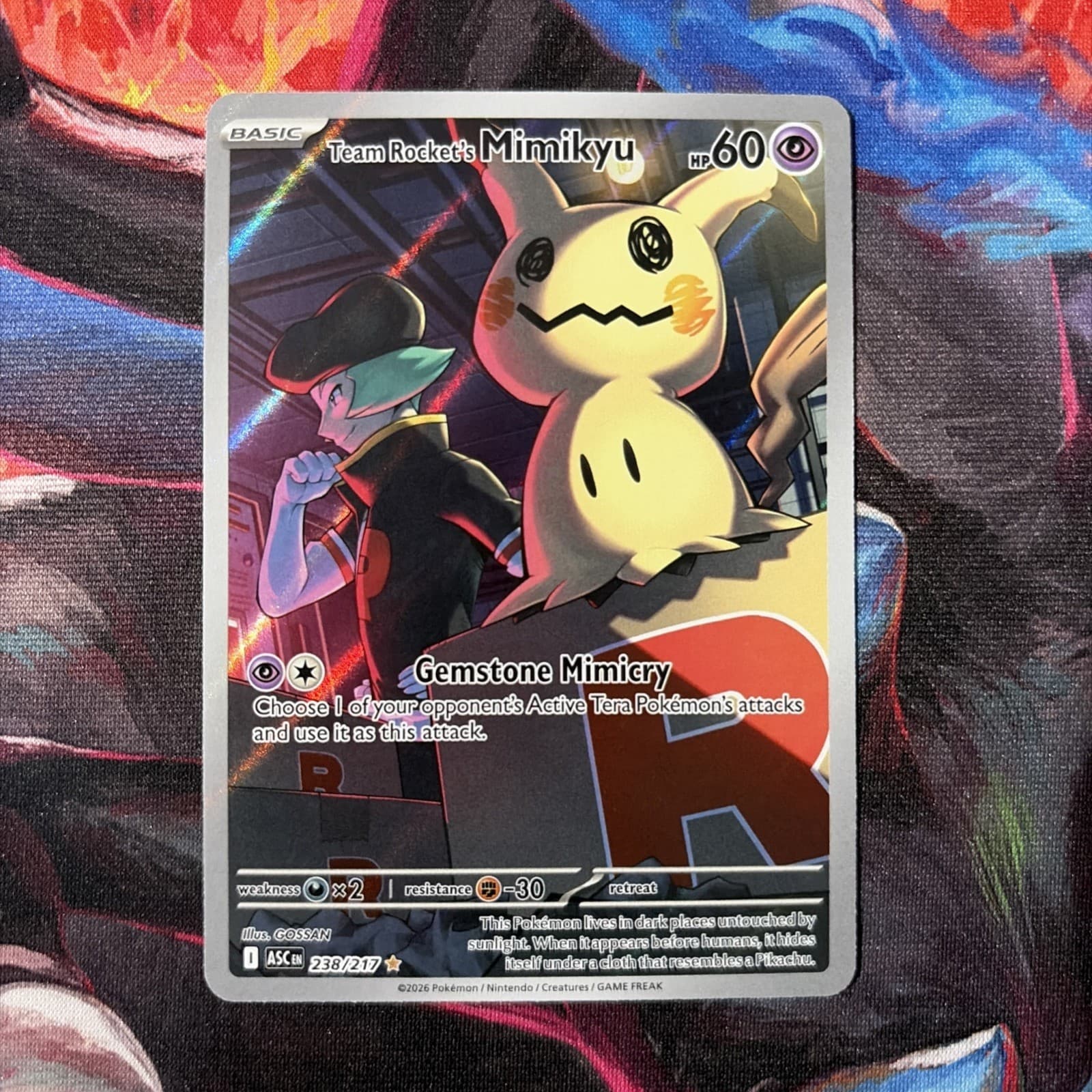 Team Rocket's Mimikyu 238/217 Illustration Rare Ascended Heroes Pokemon Holo NM-