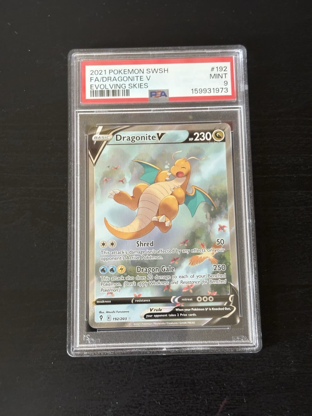 Pokémon TCG Evolving Skies Dragonite V Alt Art 192/203 Ultra Rare PSA 9