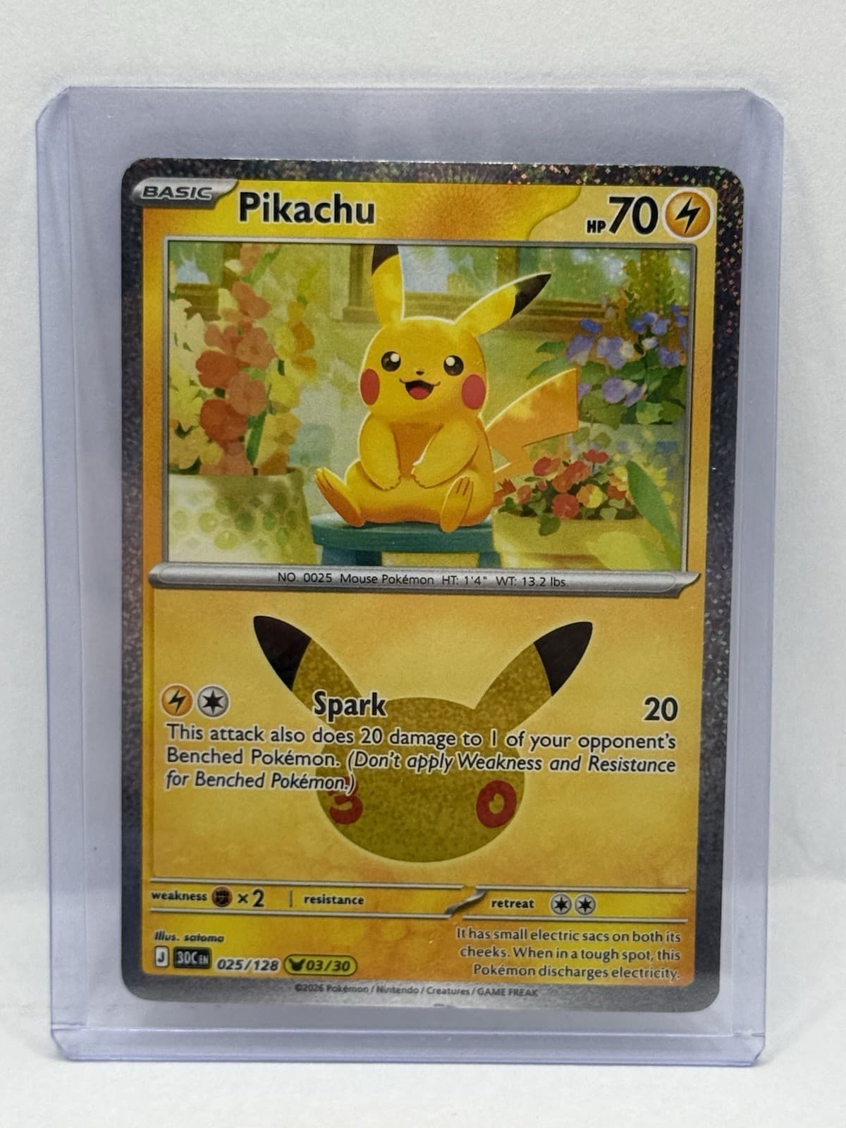 Pikachu - 25/128 30th Celebration 03/30 Holo NM Pokemon TCG