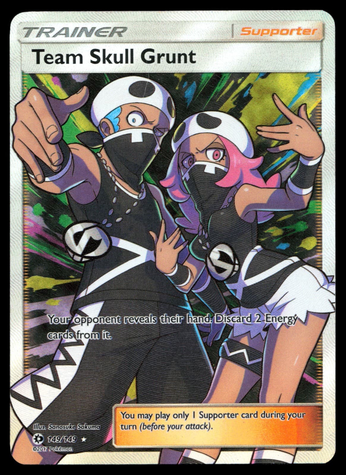 Team Skull Grunt (Full Art) 149/149 Sun Moon Base Set Holo Pokemon Card
