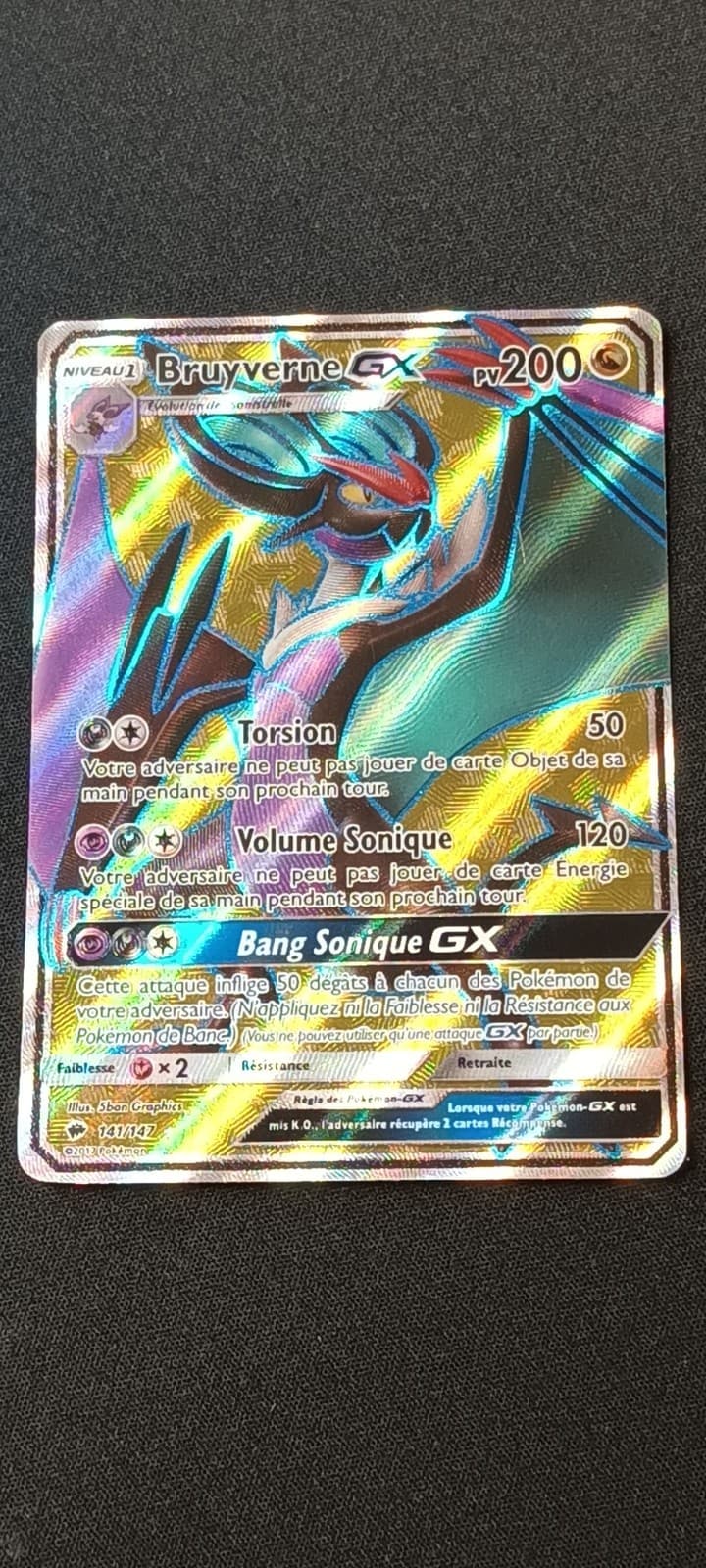 Bruyverne GX 141/147 Full Art - Carte Pokemon Ombres Ardentes - VF - Occasion -