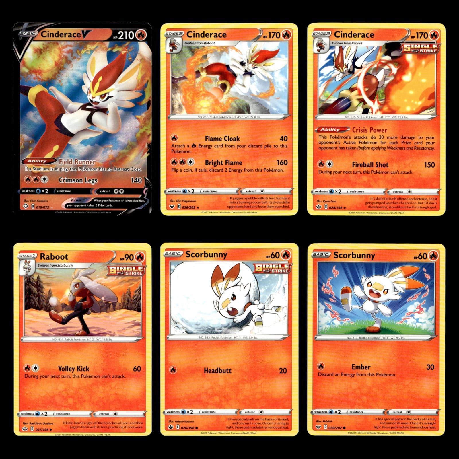 Cinderace V 18 Sword Shield Shining Fates Pokemon Cards Collection Set