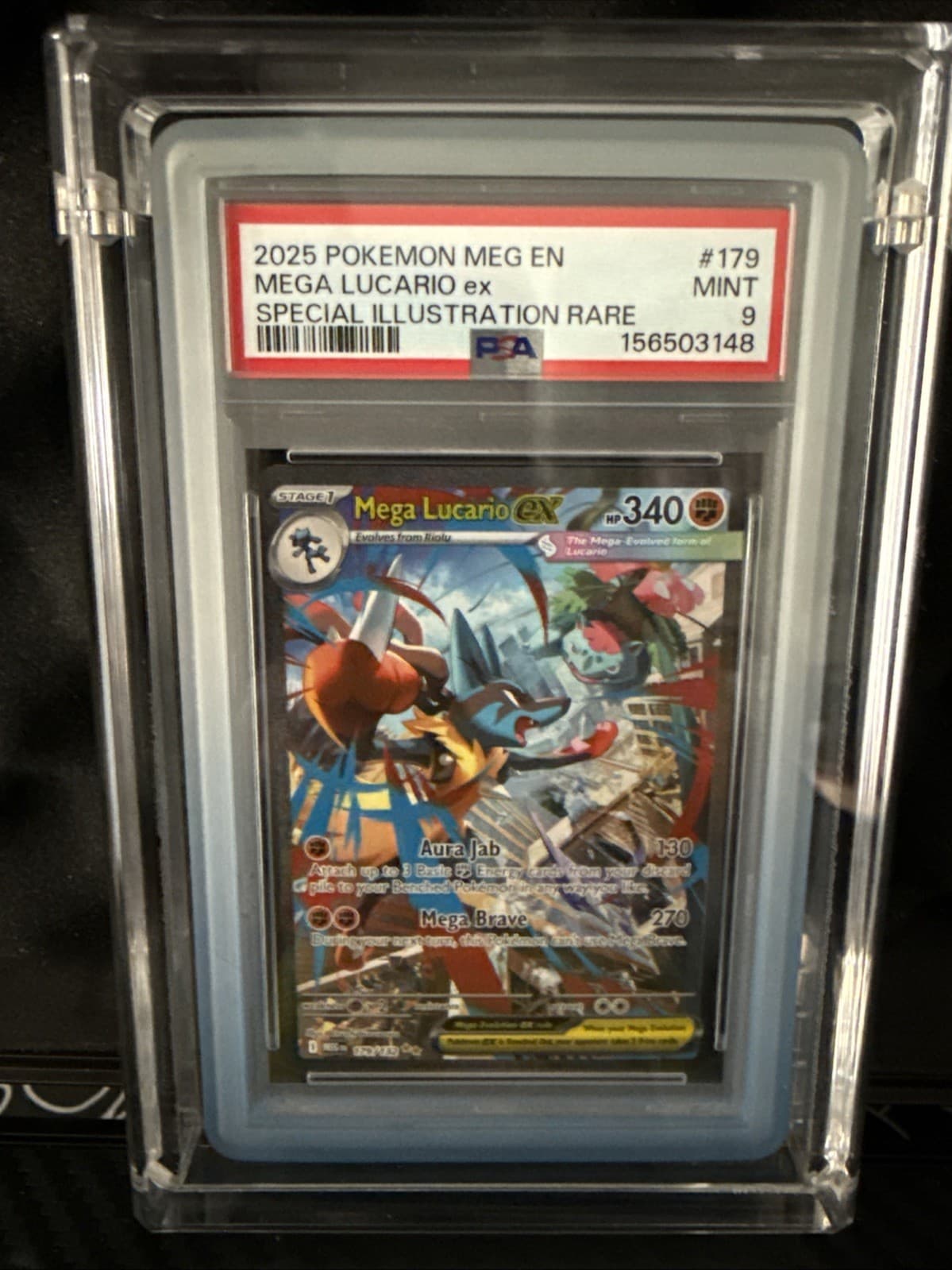 2025 Pokemon Mega Lucario ex #179/132 SIR PSA 9 Mint Mega Evolution