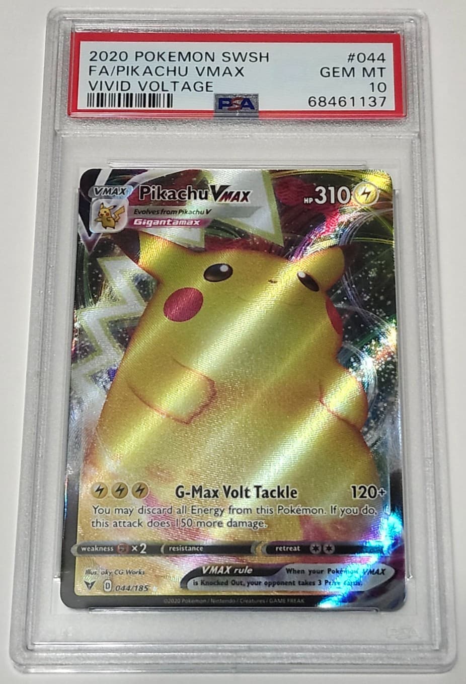 Pikachu VMAX Full Art 2020 Pokemon Sword & Shield Vivid Voltage 044/185 PSA 10