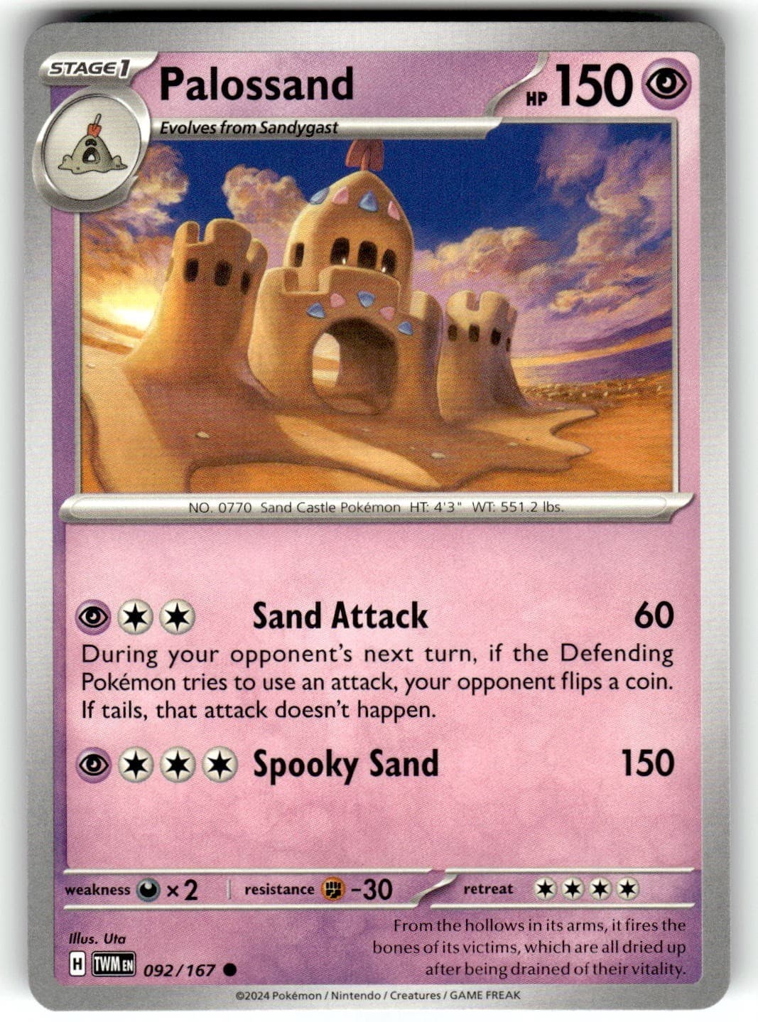 Pokemon Twilight Masquerade Card 92/167 Palossand
