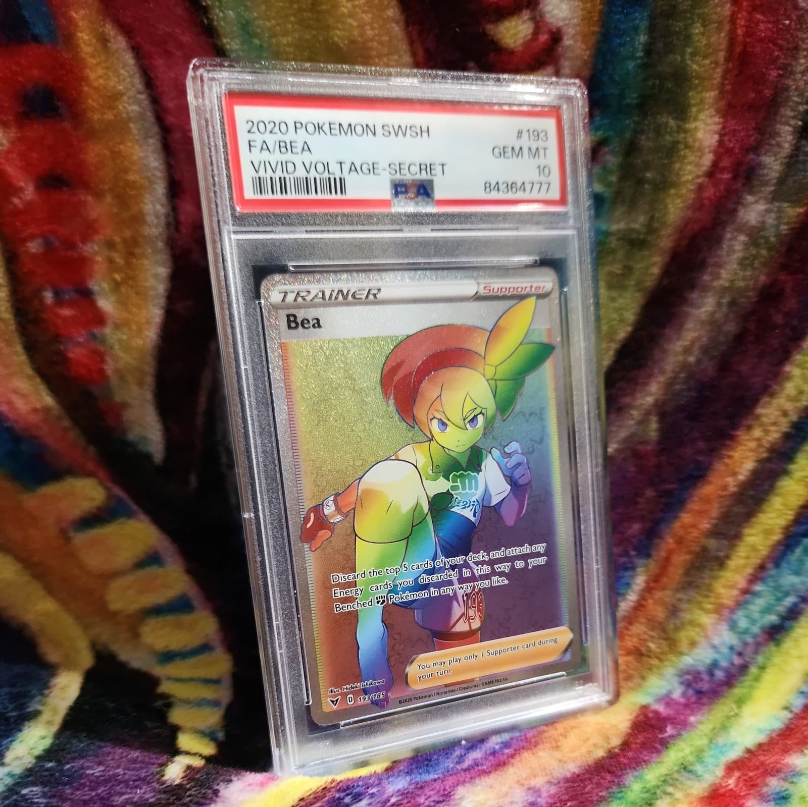 Pokemon Bea 193/185 Secret Rare Full Art Holo Vivid Voltage Card - PSA 10
