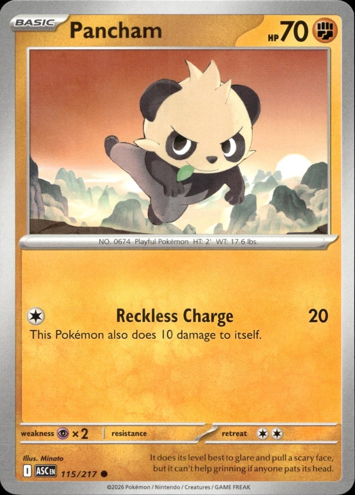Pancham 115/217 Common Ascended Heroes Pokemon Near Mint