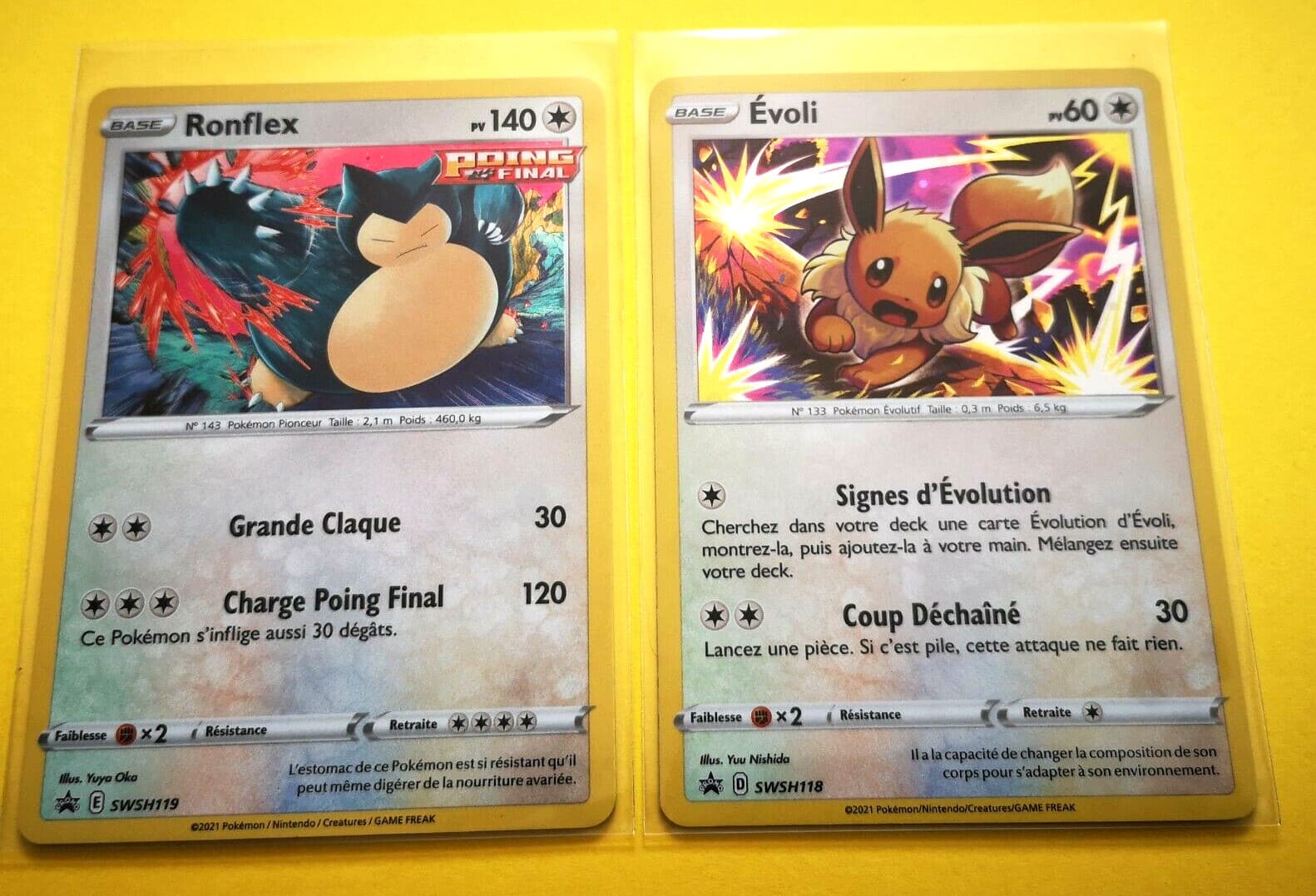 Pokémon Evoli et Ronflex Promo SWSH118 et SWSH119 EB06 Règne de Glace NEUVES