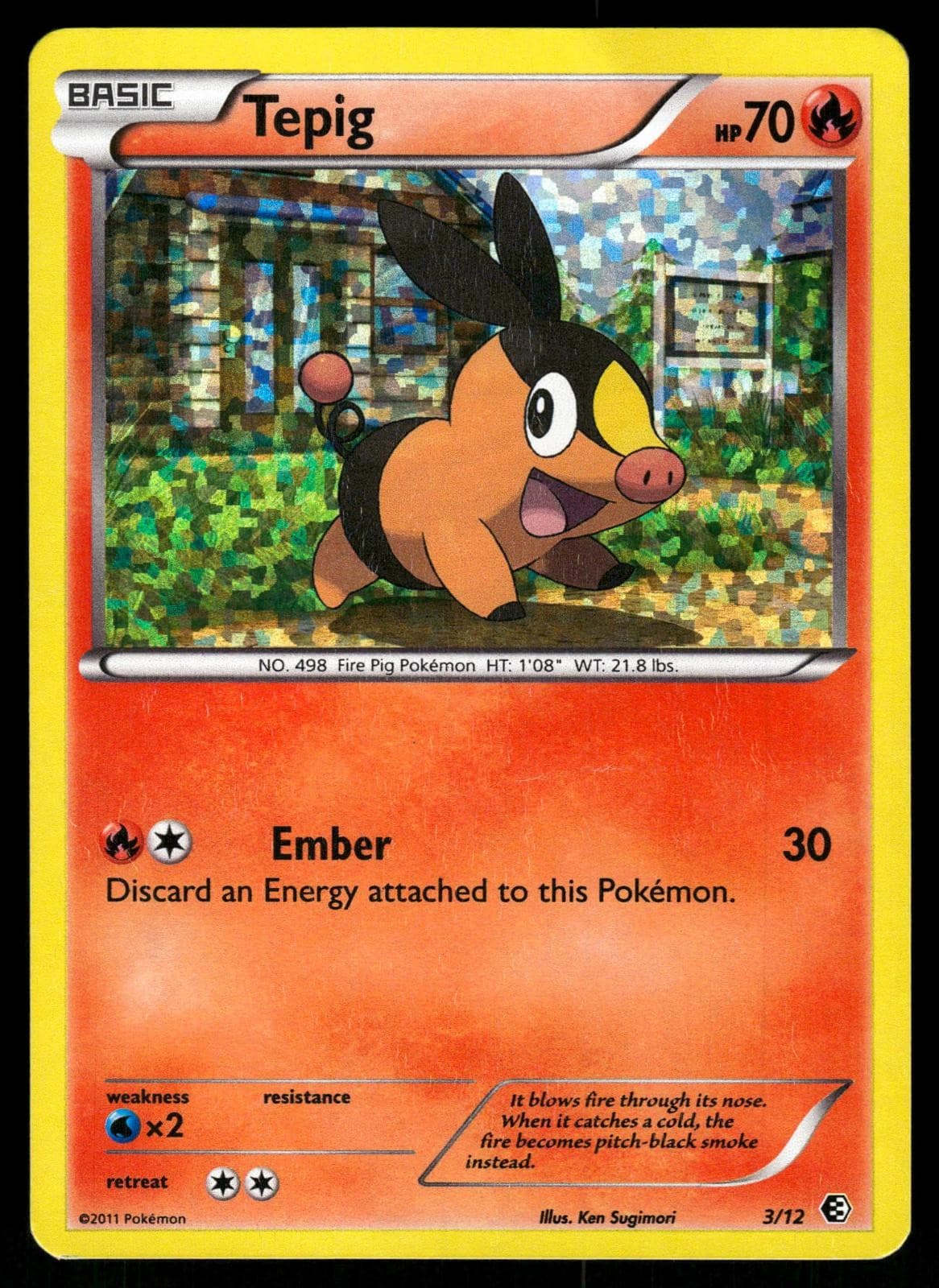 Tepig 003/012 Promo McDonald's Promos 2011 Pokemon Holo MP Crease