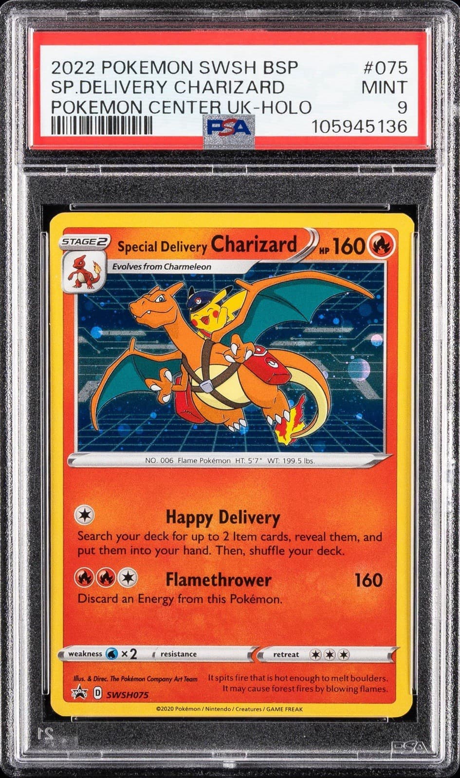 2022 Pokemon Special Delivery Charizard UK Black Star Promo SWSH075 PSA 9 MINT