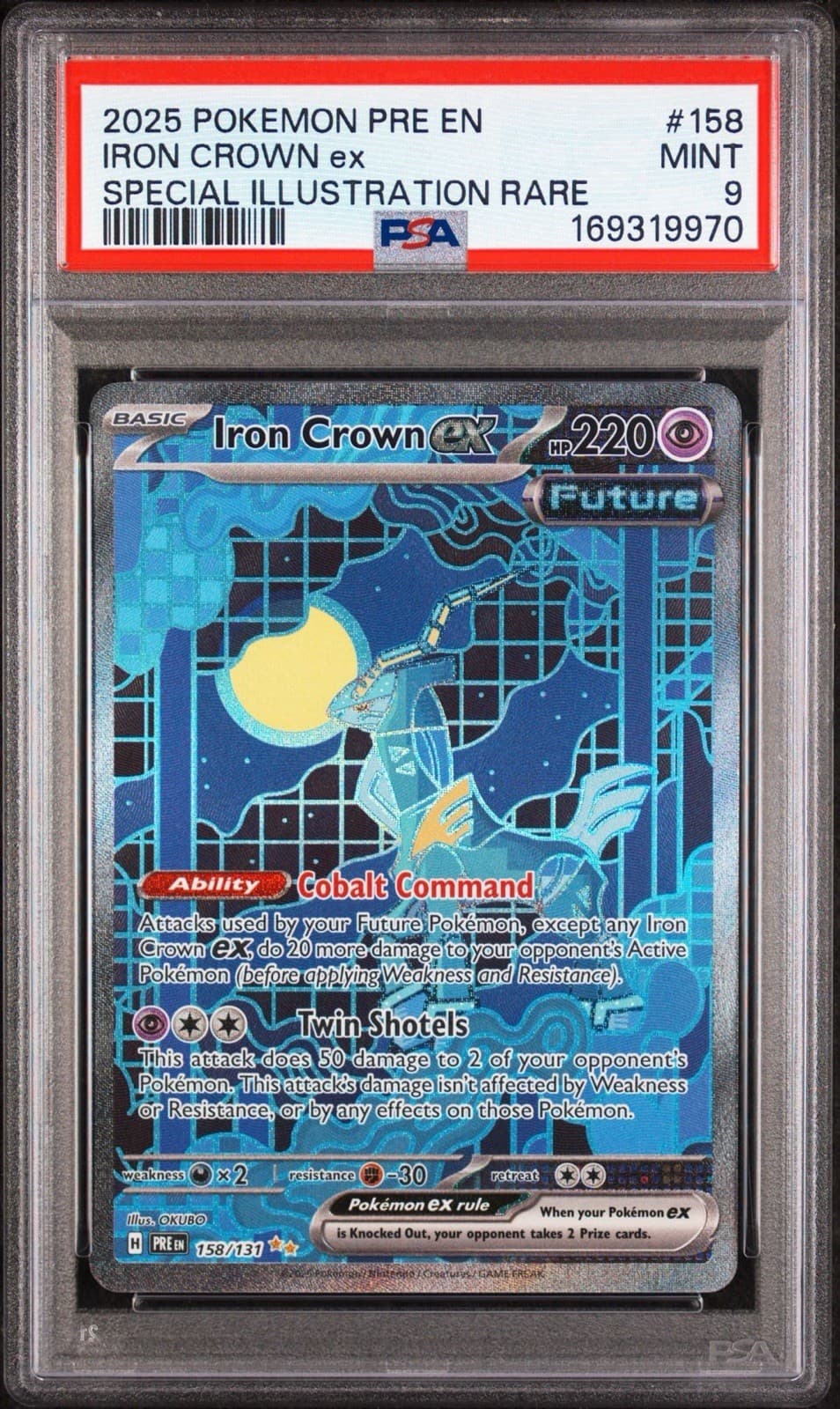 2025 POKEMON PRE EN-PRISMATIC EVOLUTIONS #158 IRON CROWN EX PSA 9