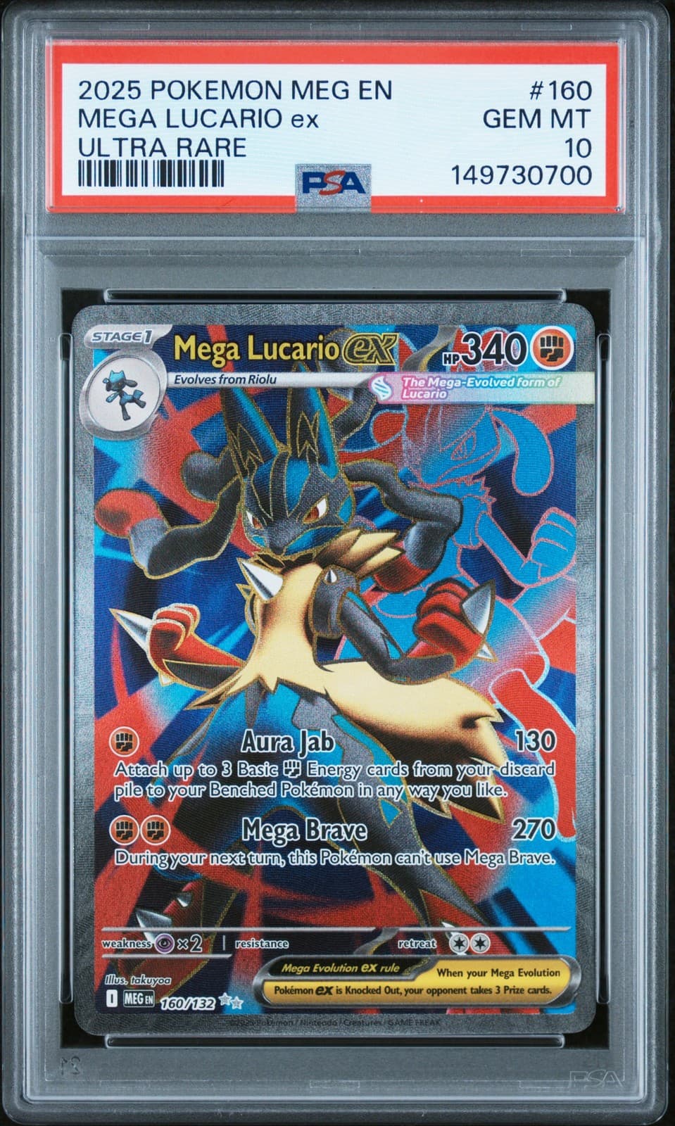 Mega Lucario EX 160/132 Full Art Mega Evolution Pokemon English PSA 10