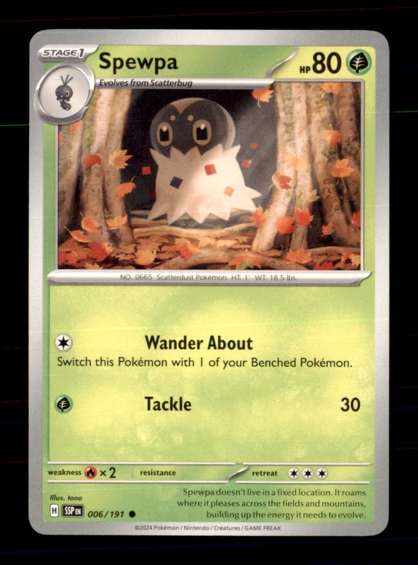 Spewpa 006/191 Common Surging Sparks Pokemon Near Mint