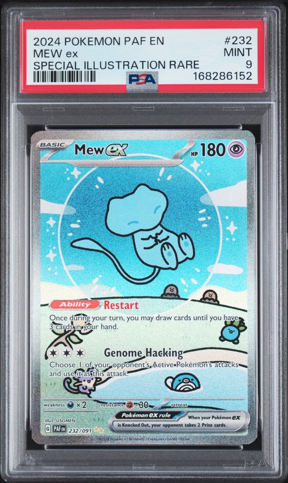 2024 POKEMON PAF EN-PALDEAN FATES SPECIAL ILLUSTRATION RARE #232 MEW EX PSA 9