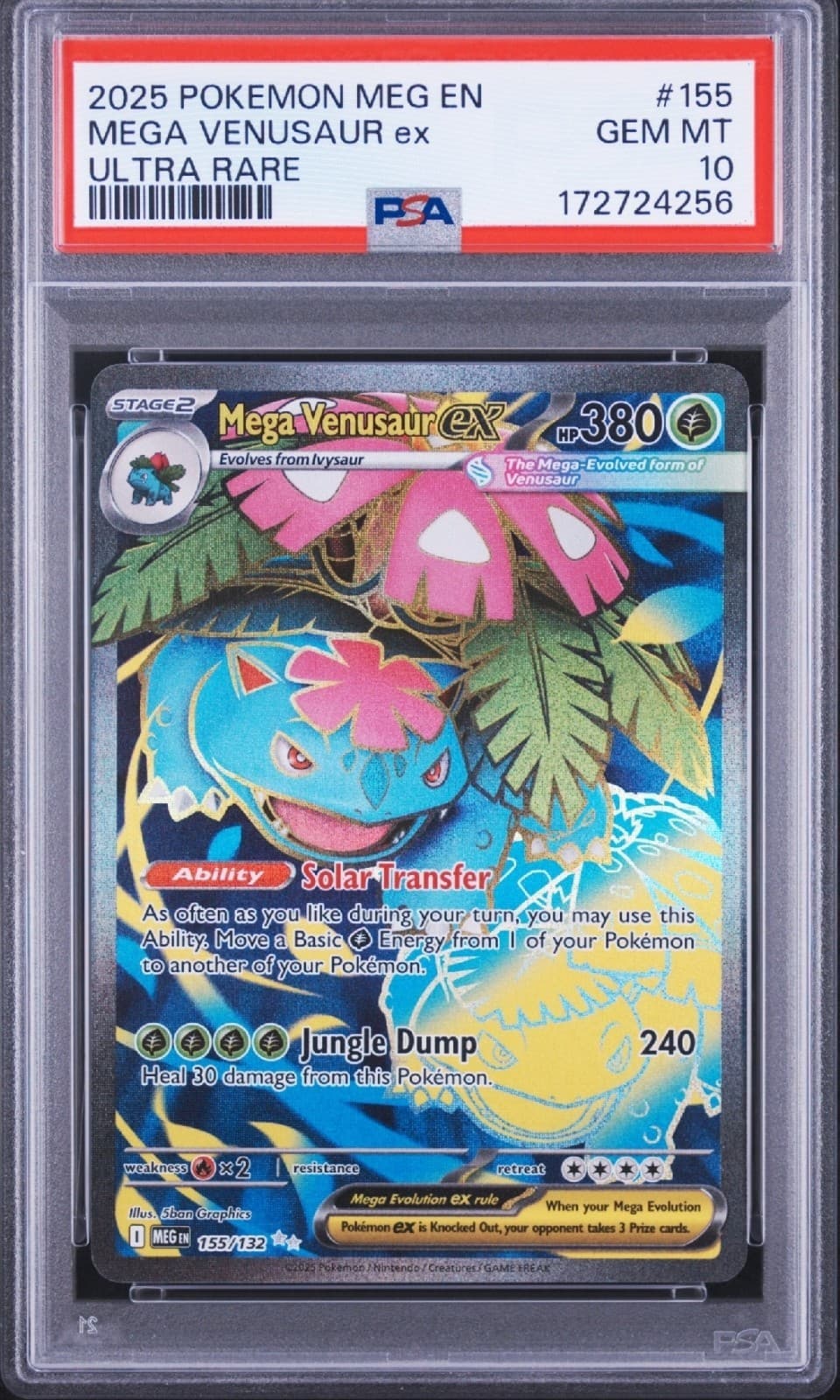 2025 Pokemon MEG EN Mega Venusaur ex 155/132 Ultra Rare Holo PSA 10