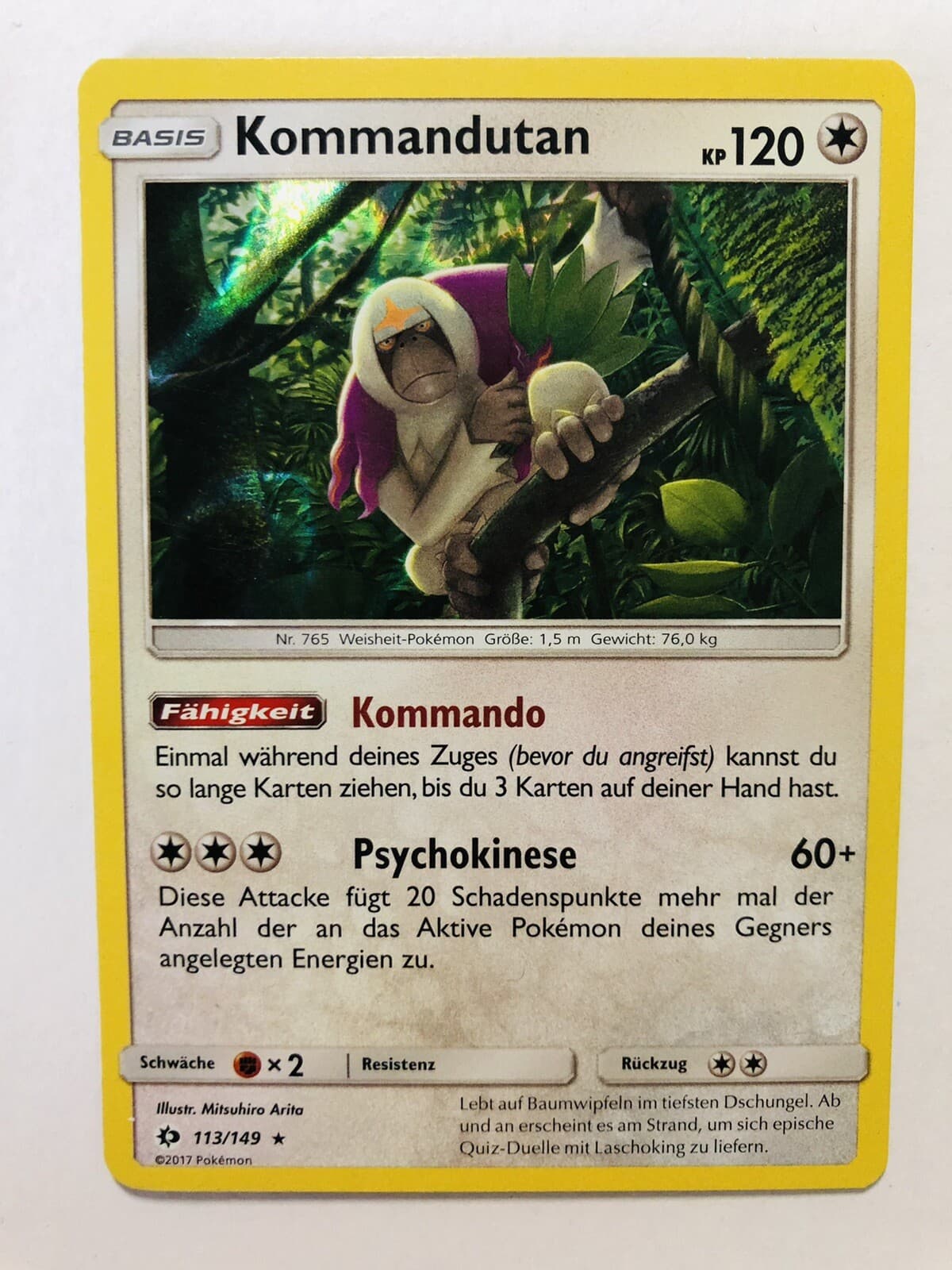 Pokemon Karte Kommandutan 113/149 Sonne & Mond Deutsch Holo