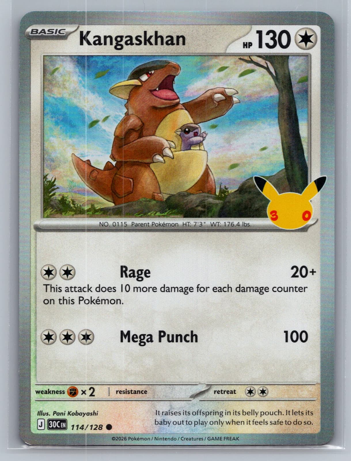 Kangaskhan #114/128 2026 30th Celebration Pokemon TCG