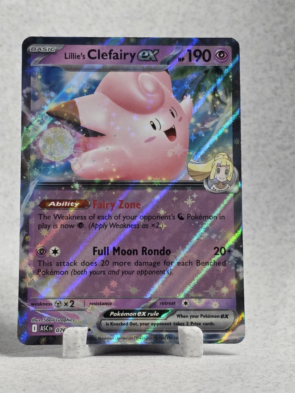 Lillie's Clefairy EX 076/217 Double Rare Ascended Heroes Pokemon TCG