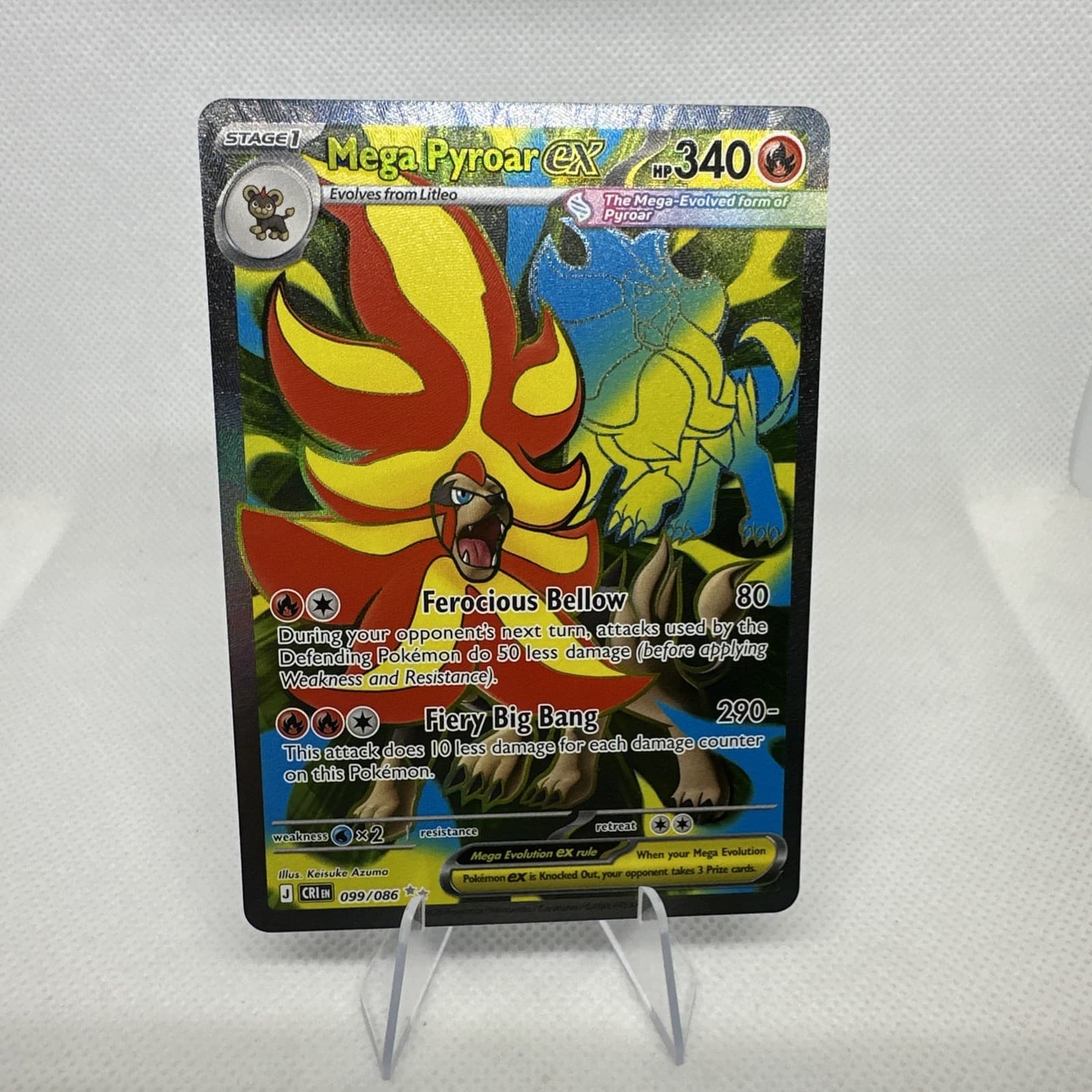 Pokemon Mega Pyroar ex 99/86 Full Art Double Ultra Rare Chaos Rising ME04 NM