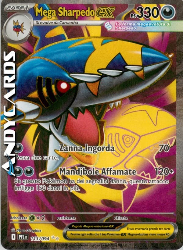 MEGA SHARPEDO ex 113/094 • Rara Segreta • Fiamme Spettrali PFL POKEMON