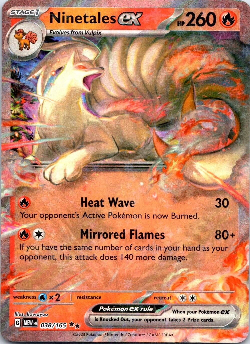 Ninetales ex 038/165 Double Rare 151 Pokemon Holo Near Mint