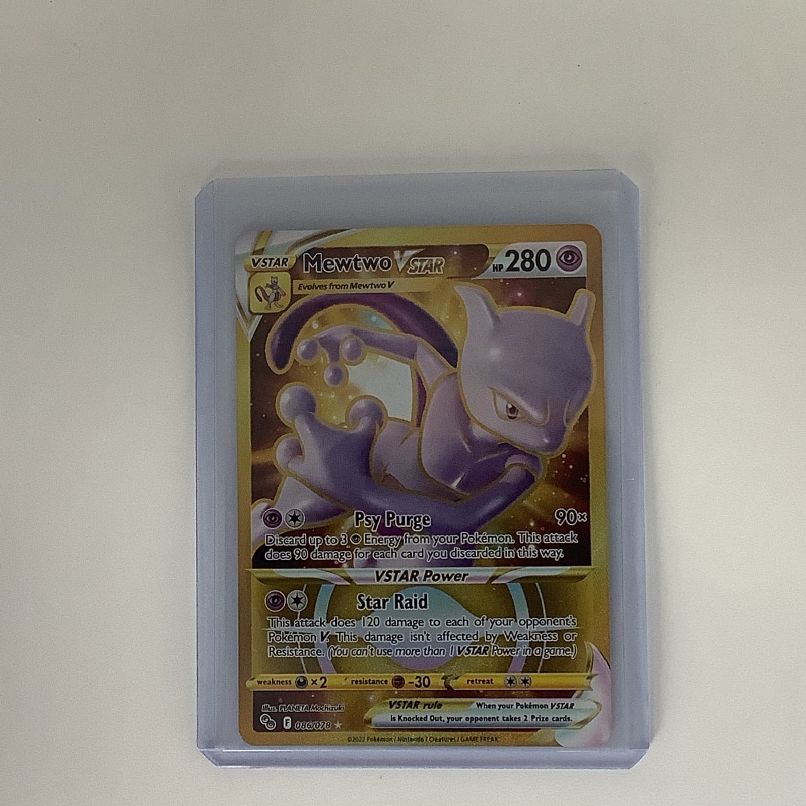 Mewtwo VSTAR 86/78 Secret Rare Gold Pokemon GO 2022 TCG Card Near Mint NM