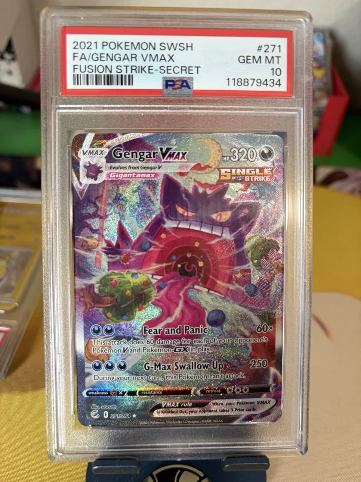 Pokemon Gengar VMAX Fusion Strike Secret Rare Full Alt Art #271 PSA 10 Gem Mint