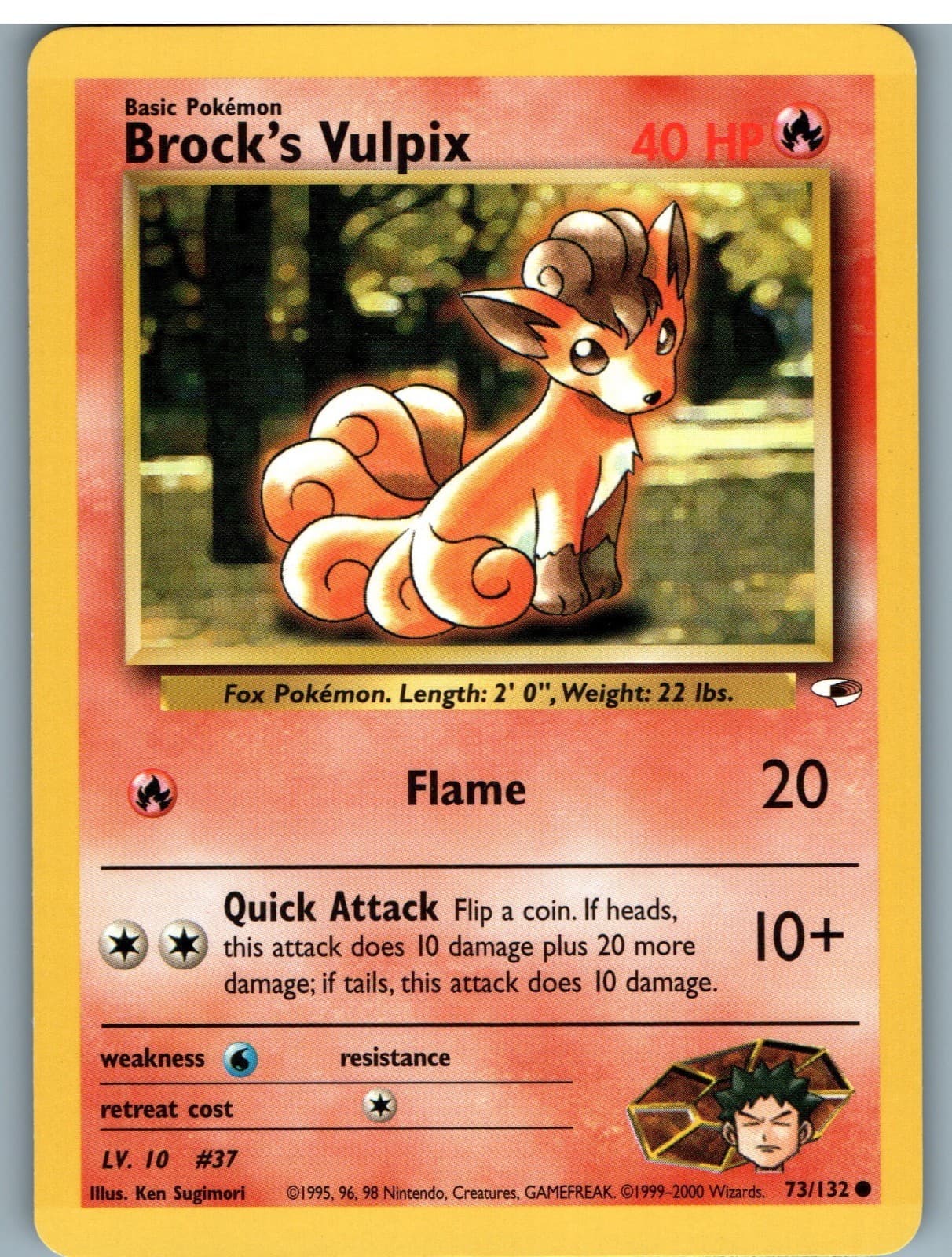 Brock's Vulpix 73/132 Common Gym Heroes Pokemon Unlimited Moderately Played