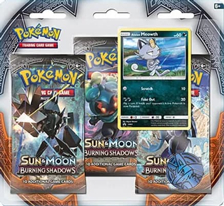 Burning Shadows 3 Pack Blister [Alolan Meowth] — sealed Pokémon TCG product