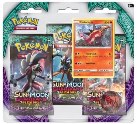 Guardians Rising 3 Pack Blister [Turtonator] — sealed Pokémon TCG product