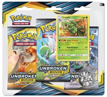 Unbroken Bonds 3 Pack Blister [Sceptile] — sealed Pokémon TCG product