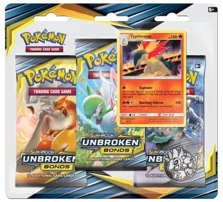 Unbroken Bonds 3 Pack Blister [Typhlosion] — sealed Pokémon TCG product