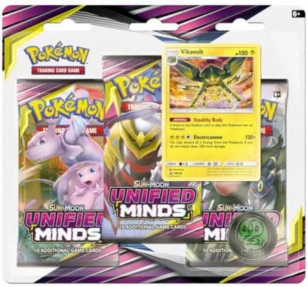 Unified Minds 3 Pack Blister [Vikavolt] — sealed Pokémon TCG product