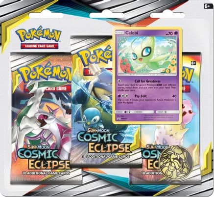 Cosmic Eclipse 3 Pack Blister [Celebi] — sealed Pokémon TCG product