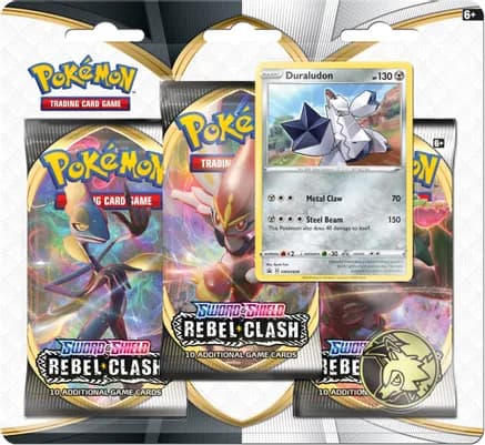 Rebel Clash 3 Pack Blister [Duraludon] — sealed Pokémon TCG product