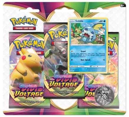 Vivid Voltage 3 Pack Blister [Sobble] — sealed Pokémon TCG product
