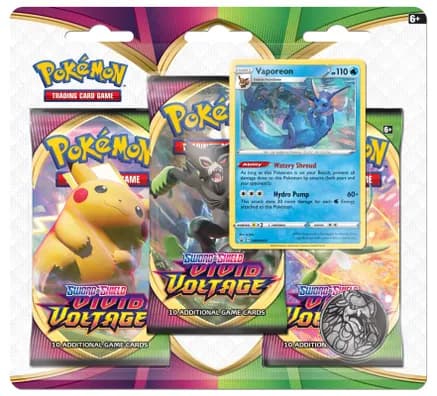 Vivid Voltage 3 Pack Blister [Vaporeon] — sealed Pokémon TCG product