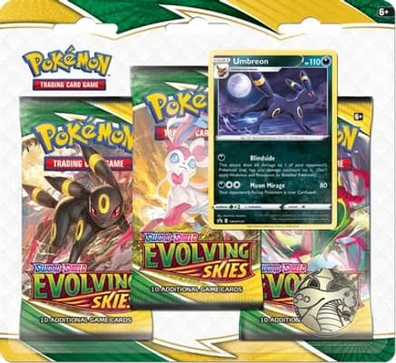 Evolving Skies 3 Pack Blister [Umbreon] — sealed Pokémon TCG product