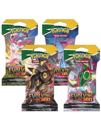 Evolving Skies Sleeved Booster Pack Art Bundle [Set of 4] — sealed Pokémon TCG product