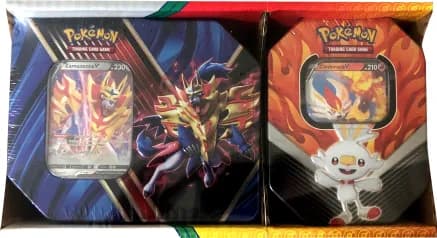 Legends of Galar Tin + Galar Partners Tin 2-pack [Zamazenta V/Cinderace V] (Retail Exclusive) — sealed Pokémon TCG product