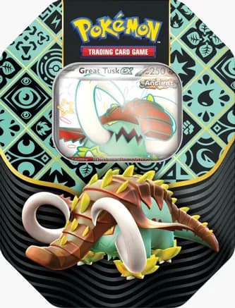 Paldean Fates International Tin [Great Tusk ex] — sealed Pokémon TCG product