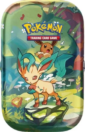Prismatic Evolutions Mini Tin [Leafeon] — sealed Pokémon TCG product