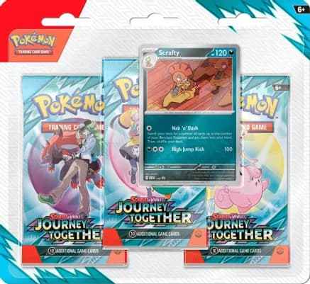 Journey Together 3 Pack Blister [Scrafty] — sealed Pokémon TCG product