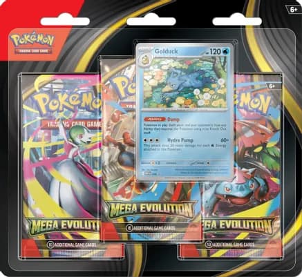 Mega Evolution 3 Pack Blister [Golduck] — sealed Pokémon TCG product