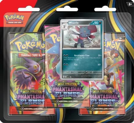 Phantasmal Flames 3 Pack Blister [Weavile] — sealed Pokémon TCG product